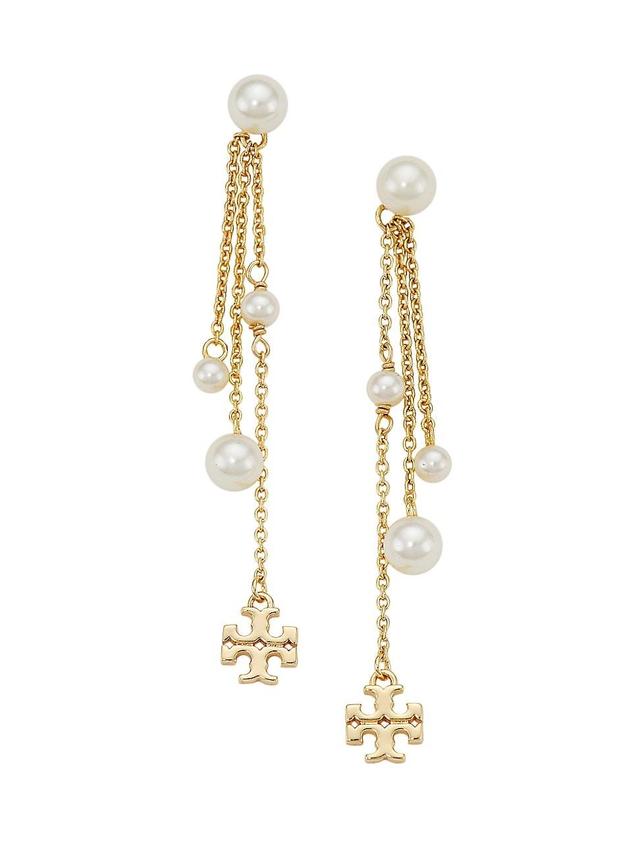 Tory Burch Kira Imitation Pearl Linear Drop Earrings Product Image