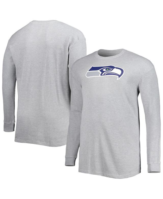 Mens Heather Gray Seattle Seahawks Big & Tall Waffle-Knit Thermal Long Sleeve T-Shirt Product Image