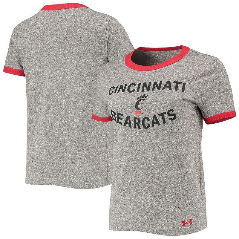 Womens Under Armour Heathered Gray Cincinnati Bearcats Siro Slub Tri-Blend Ringer T-Shirt Product Image