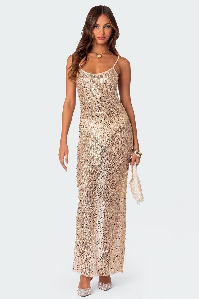 Sequin Sheer Mesh Maxi Dress Product Image