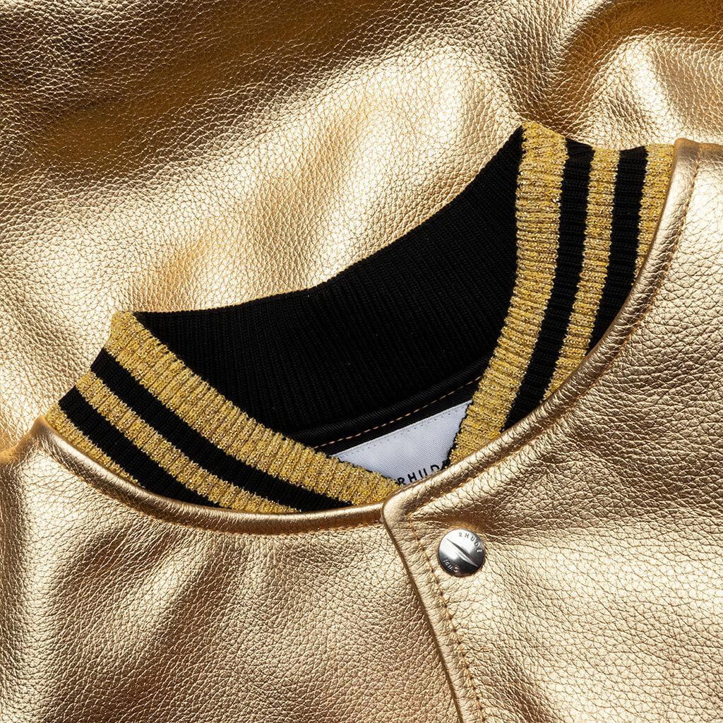 Metallic Leather Bomber - Gold Male Product Image