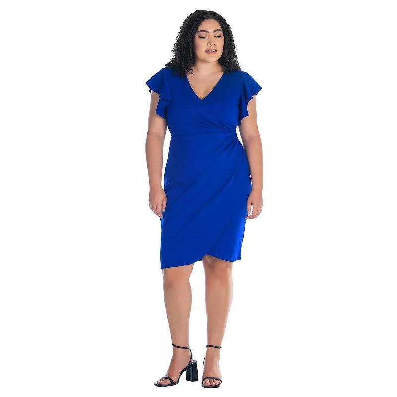 24seven Comfort Apparel Plus Short Sleeve Wrap Dress Product Image