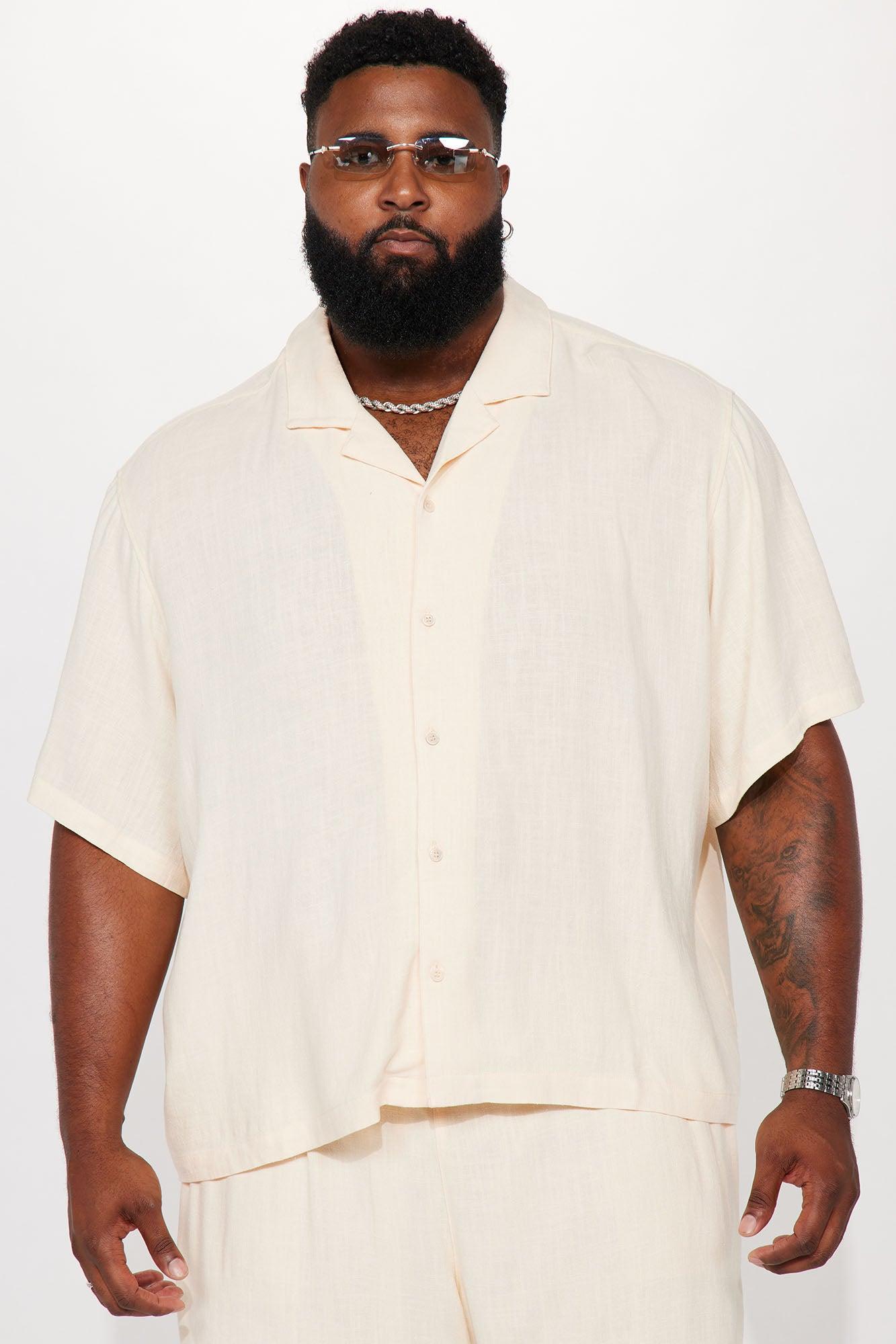 Can't Quit Textured Linen Button Up Shirt - Cream Product Image