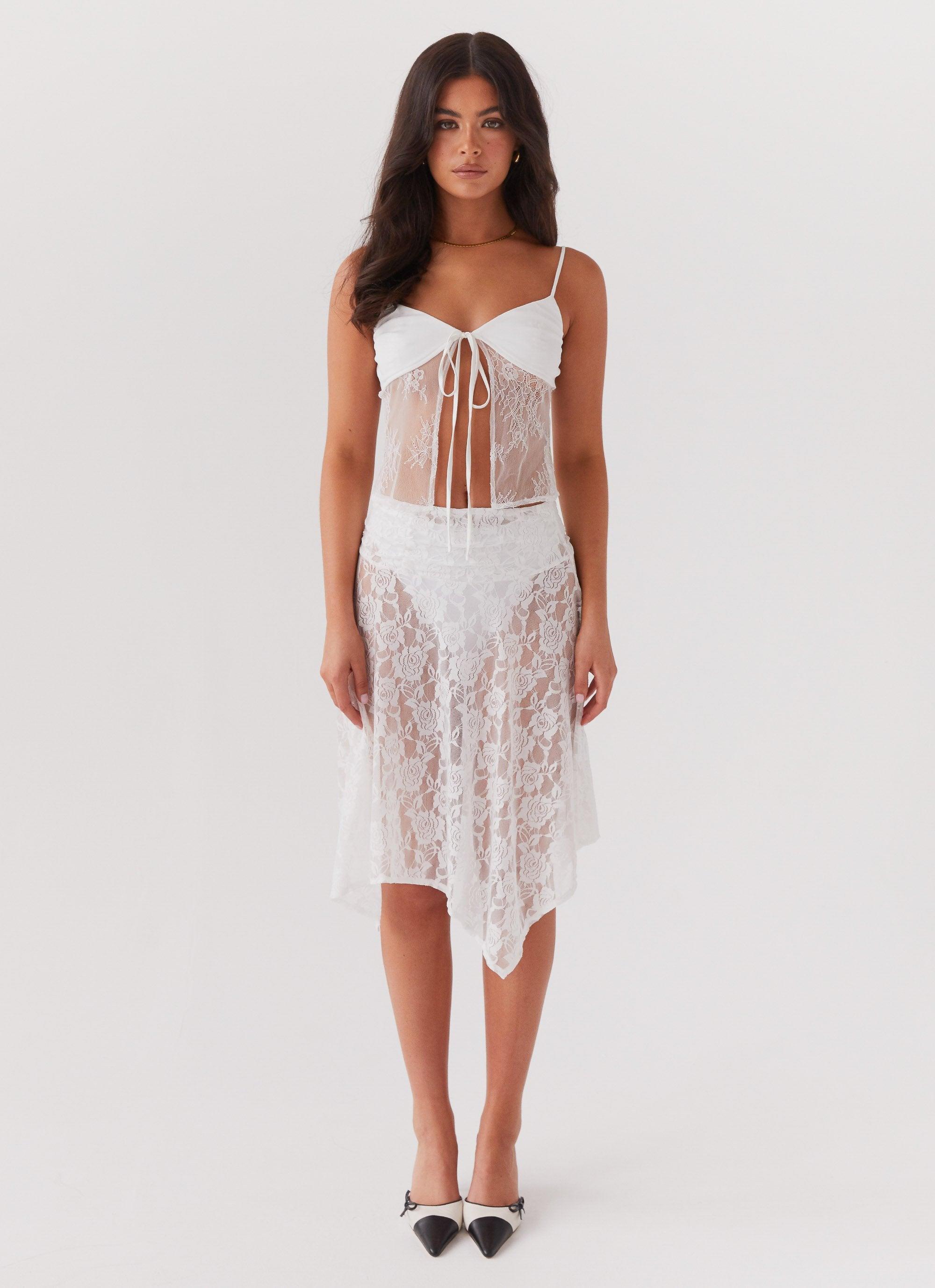 Deja Vu Lace Tie Top - White Product Image