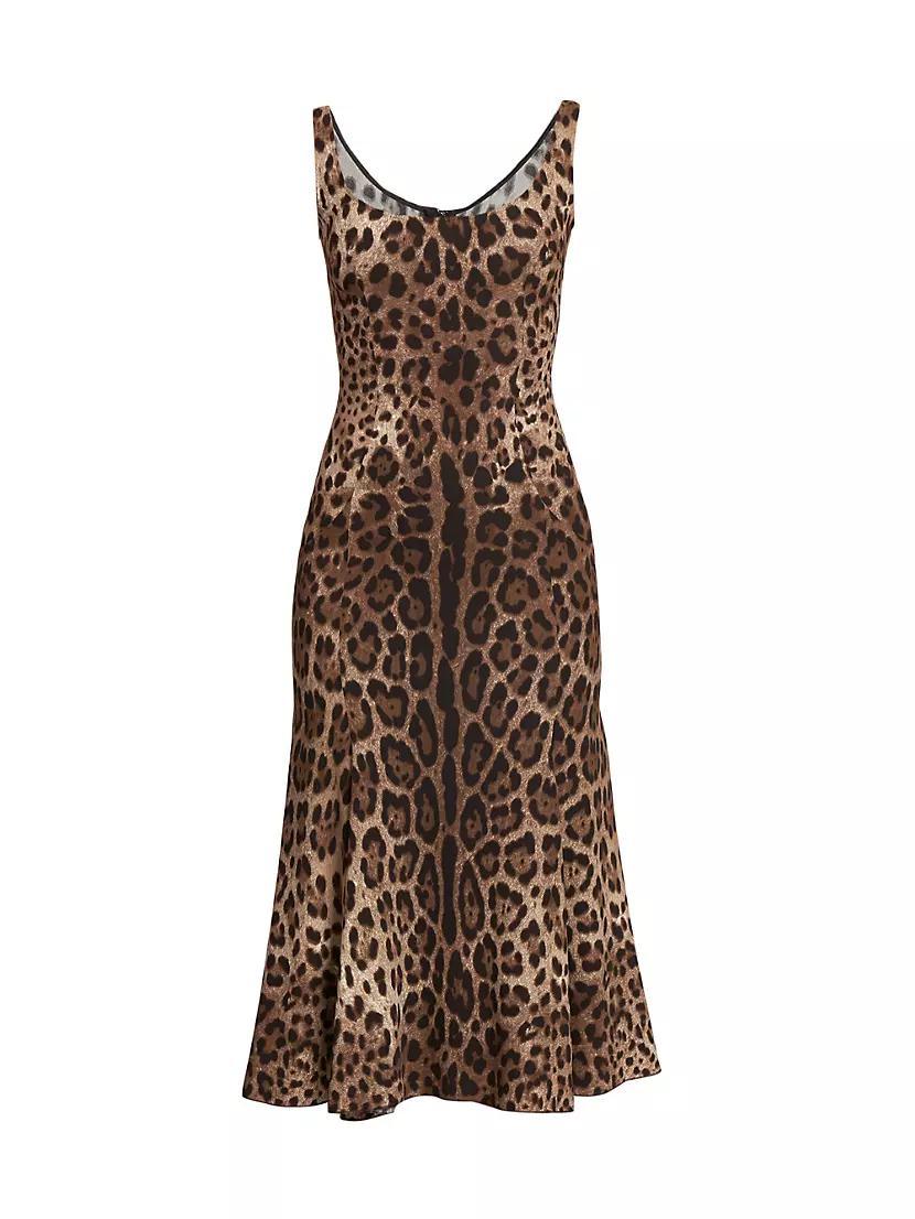 Leopard-Print A-Line Midi-Dress Product Image