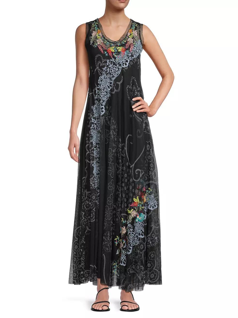 Swing Lace Embroidered Mesh Maxi Dress Product Image