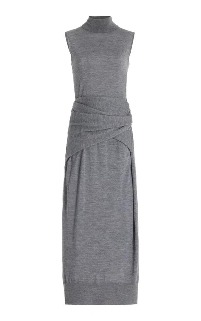 TOTÊME Draped Knit Maxi Dress In Grey Melange Product Image