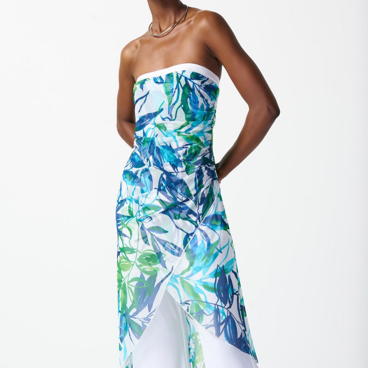 Mesh And Silky Knit Tropical Print Jumpsuit Product Image