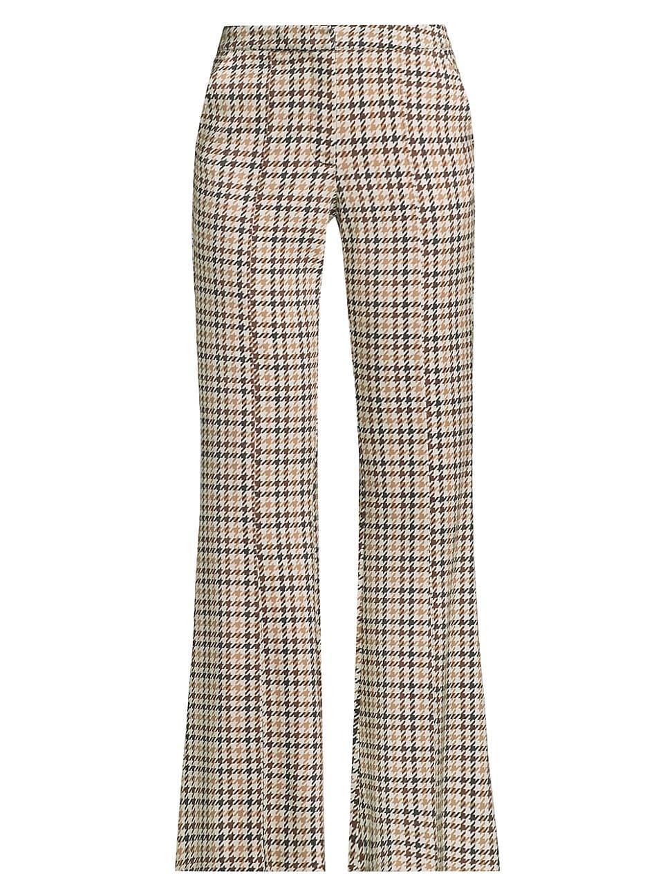 Womens Flares Houndstooth Check Trousers Product Image