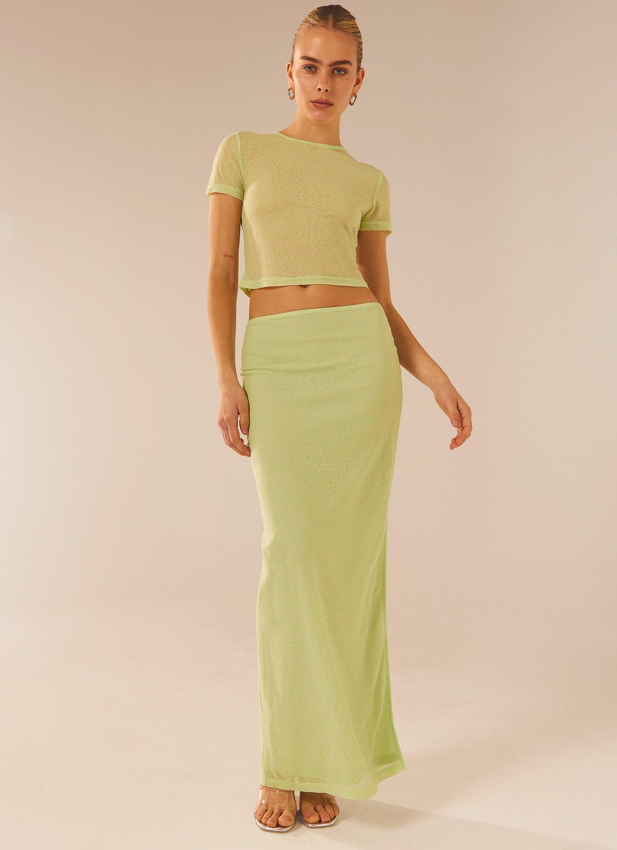 Just Like Magic Maxi Skirt - Lime Product Image