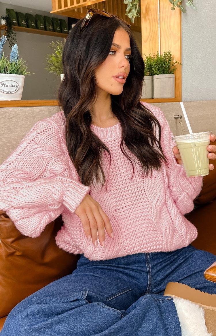 Everlea Pink Cable Knit Sweater Product Image