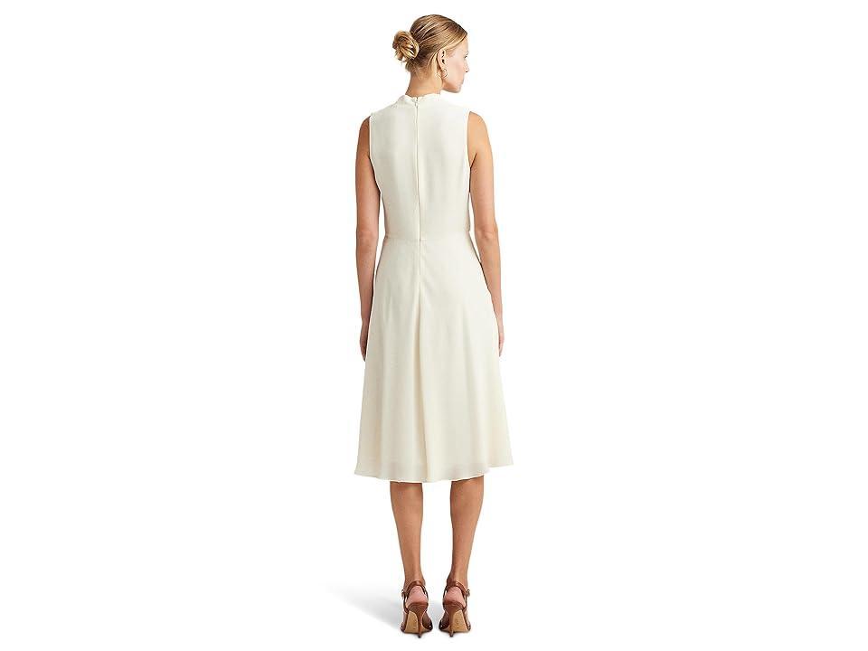 Lauren Ralph Lauren Buckle-Trim Georgette Sleeveless Dress (Mascarpone Cream) Women's Dress Product Image