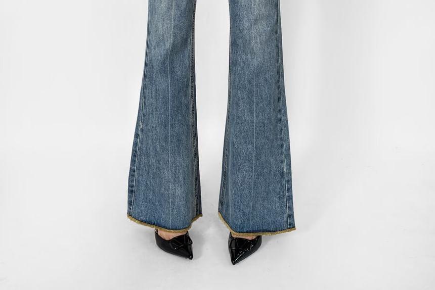 High Rise Washed Flared Jeans Product Image