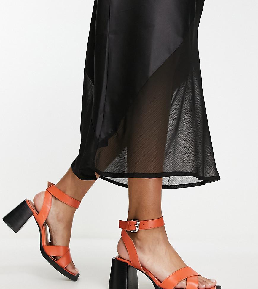 ASRA Exclusive Joule heeled sandals in orange leather Product Image