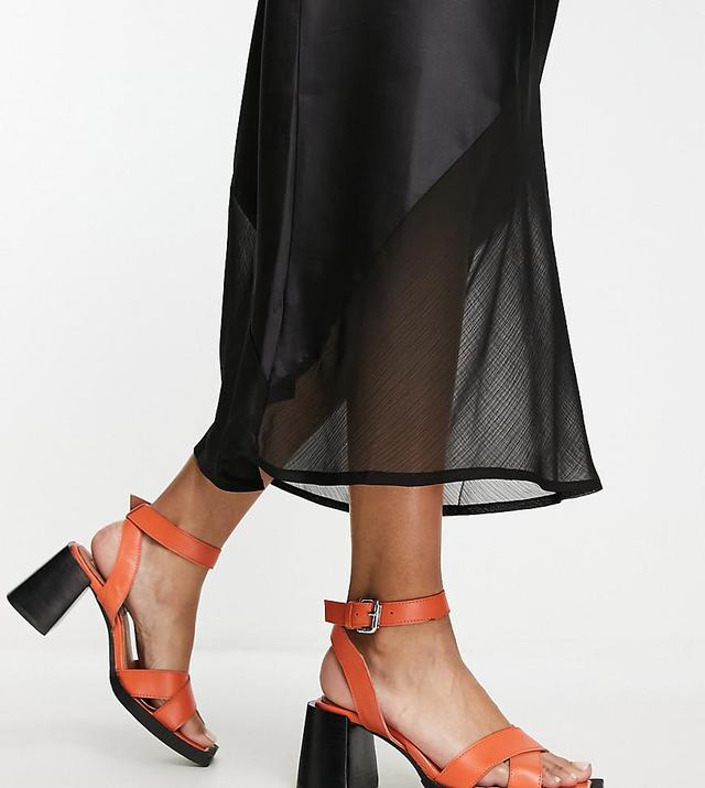 ASRA Exclusive Joule heeled sandals in orange leather Product Image