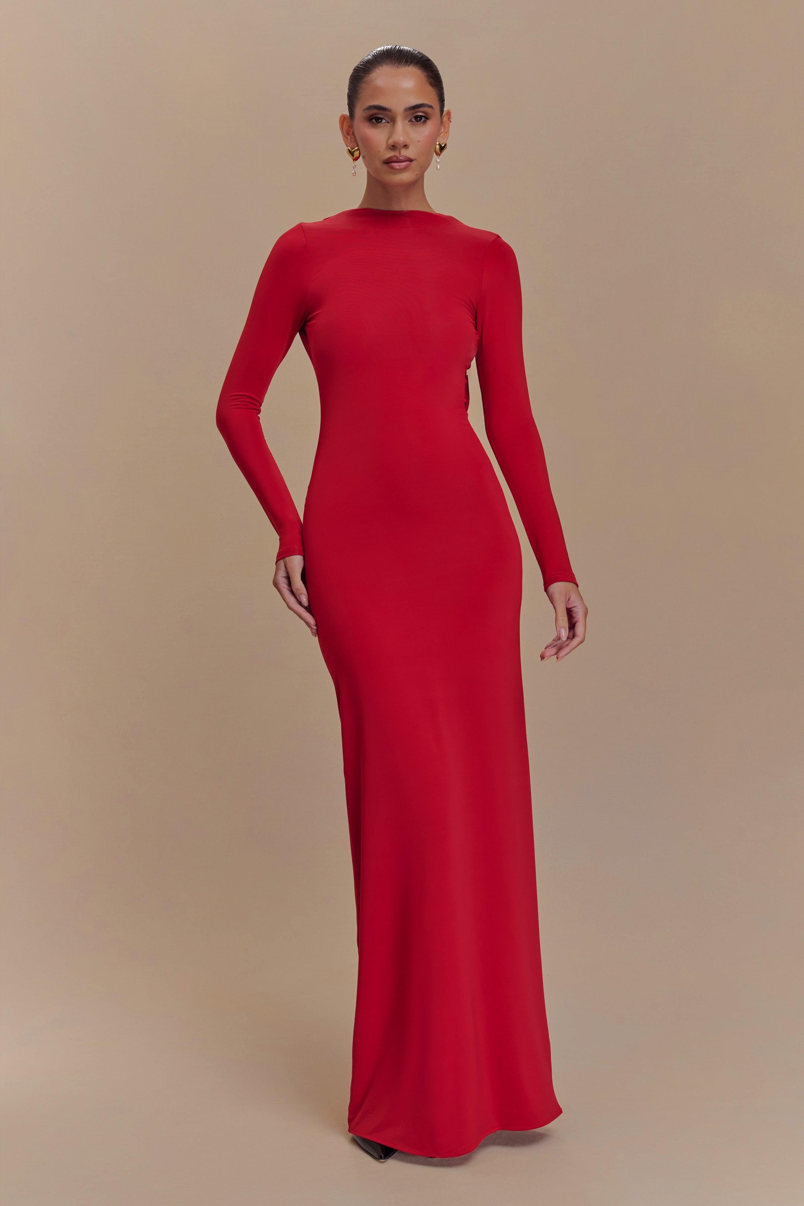 Bennett Slinky Long Sleeve Maxi Dress - Ruby Product Image