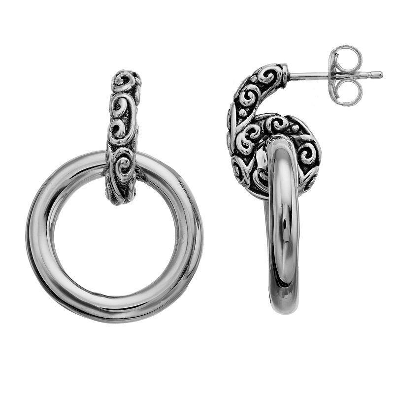 Rosabella Sterling Silver Oxidized Bali Scroll Top Earrings, Womens Product Image