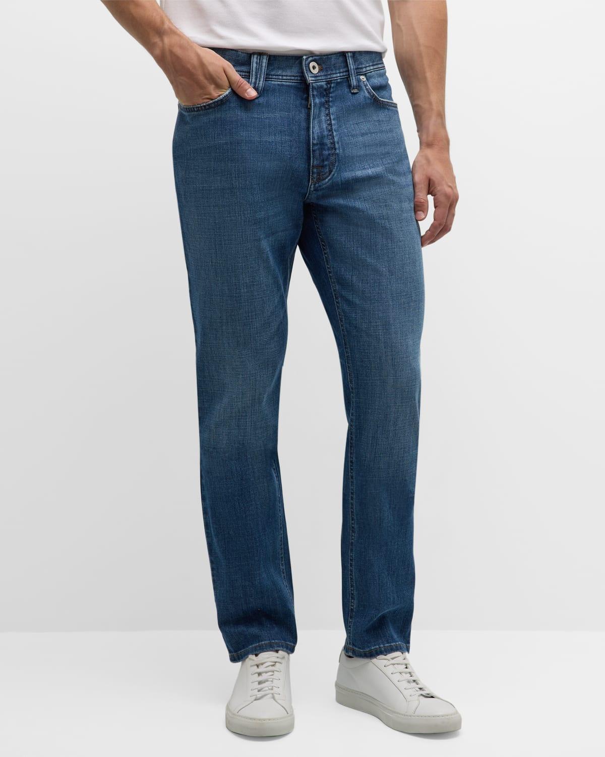 Mens Light Wash Straight-Leg Jeans Product Image