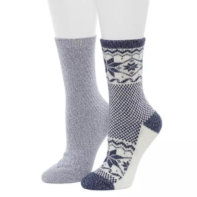 Womens Cuddl Duds 2-Pack Plushfill Scandi Snowflake Block Crew Socks Product Image