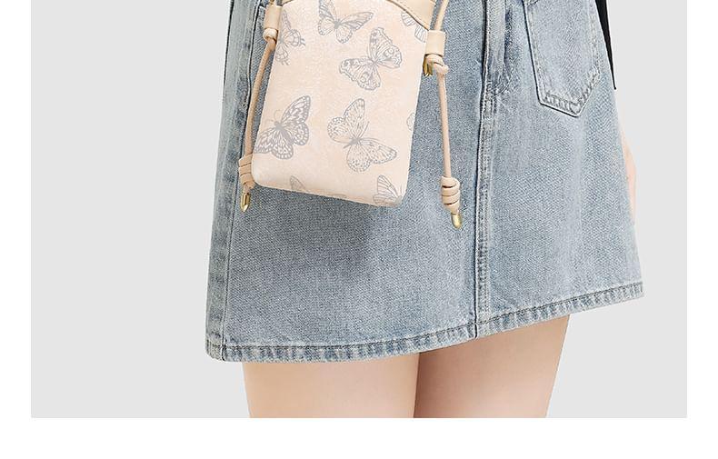 Butterfly Print Faux Leather Mobile Phone Crossbody Bag Product Image