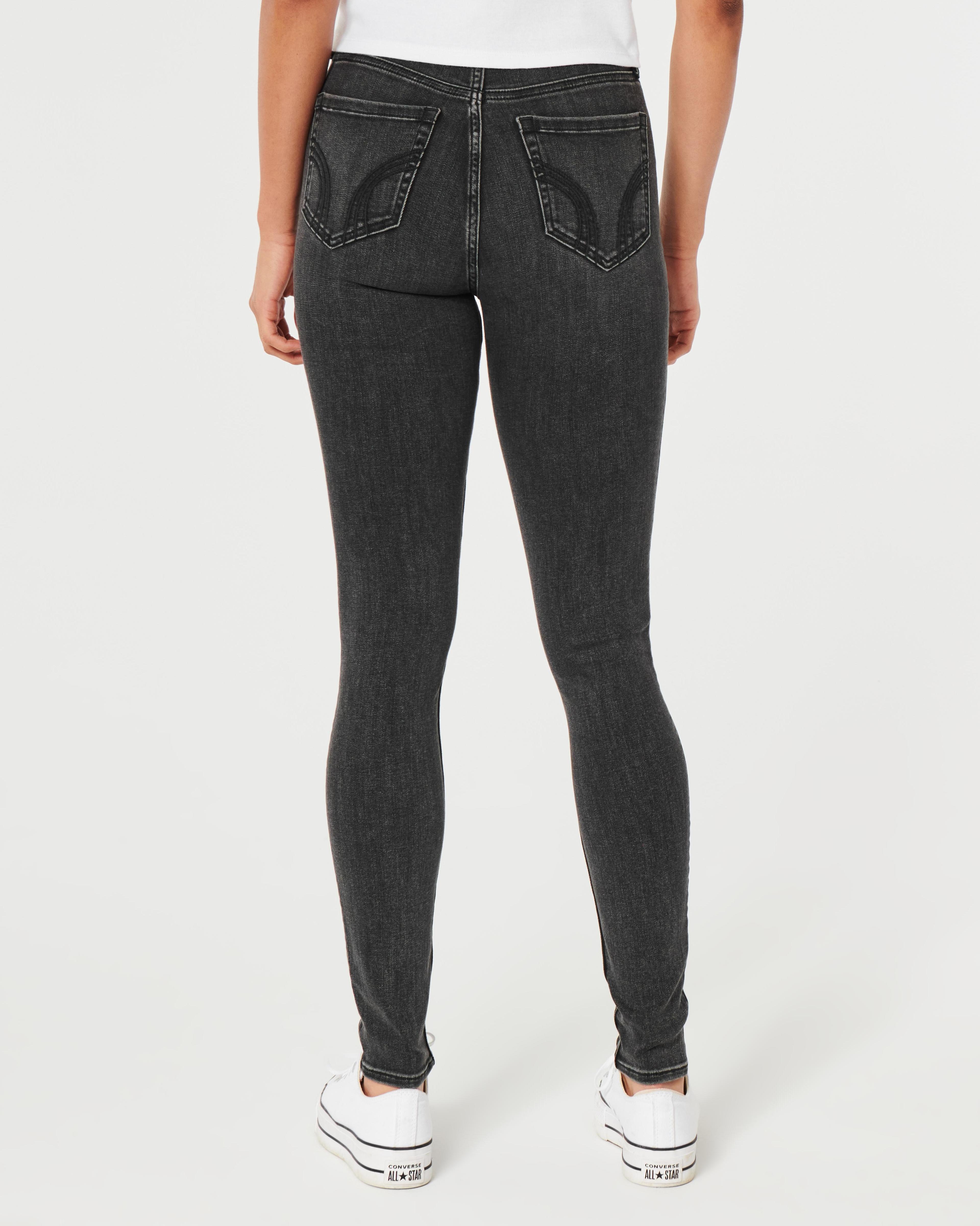 High-Rise Washed Black Super Skinny Jeans Product Image