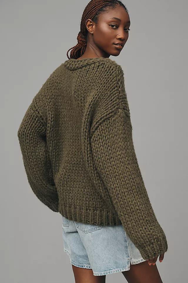 Self Contrast Chunky V-Neck Sweater Product Image