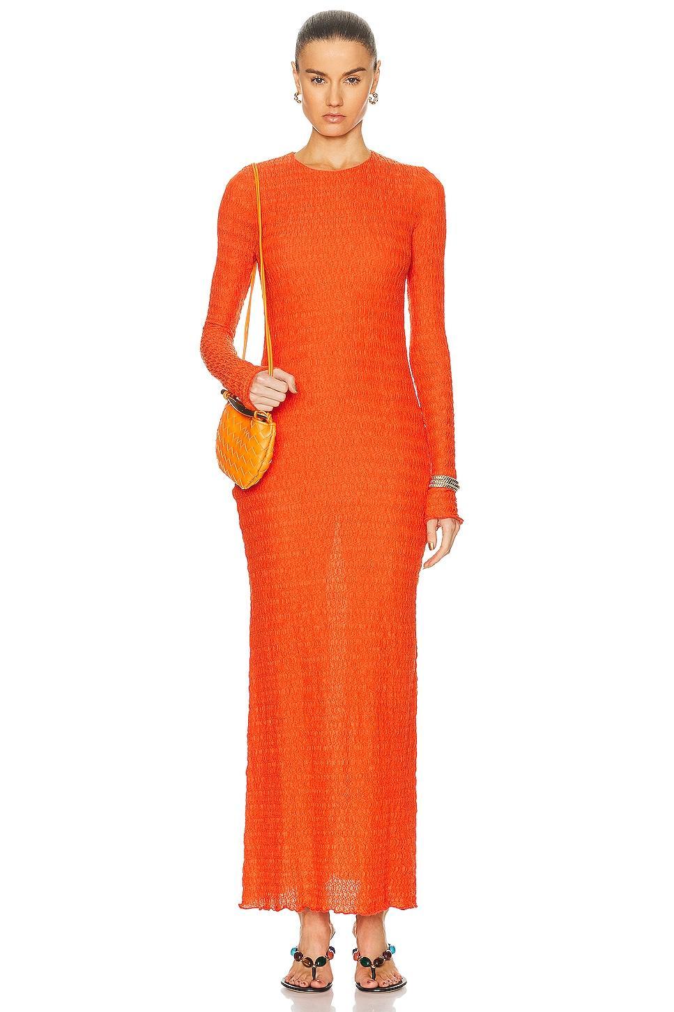 SIEDRES Lendi Open Back Textured Maxi Dress Orange. (also in 36). Product Image