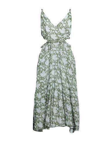 MAJE Printed Cotton Dress In Green Product Image