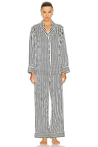 Olivia von Halle Lila Pajama Set in Black,White Product Image