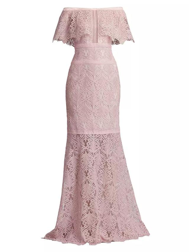 Corded Lace Off-The-Shoulder Gown Product Image