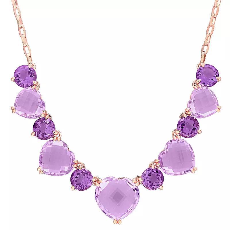 Stella Grace 18k Rose Gold Over Silver Amethyst & Rose de France Amethyst Necklace, Womens Pink Tone Product Image