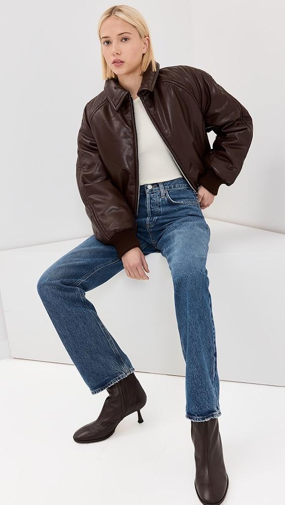 AGOLDE Tate Padded Faux Leather Bomber Jacket | Shopbop Product Image