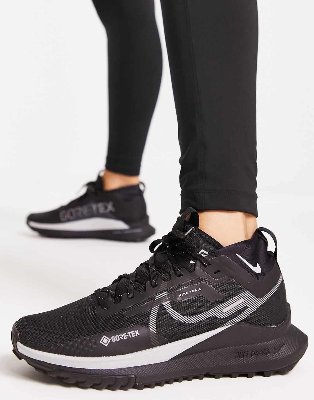 Nike Running React Pegasus Trail 4 Gore-Tex sneakers in triple black Product Image