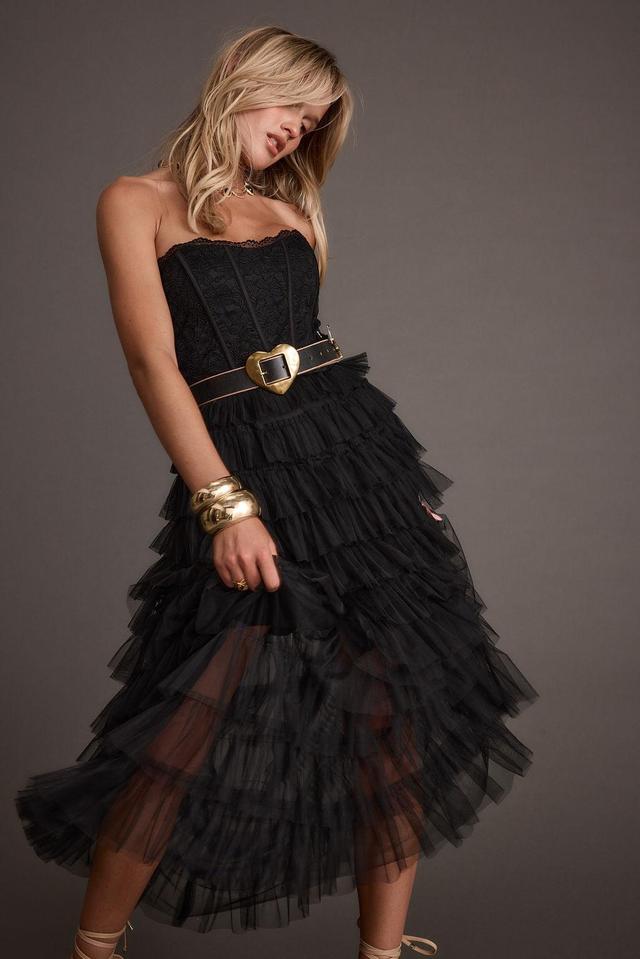 Esme Black Tulle Strapless Maxi Dress Product Image