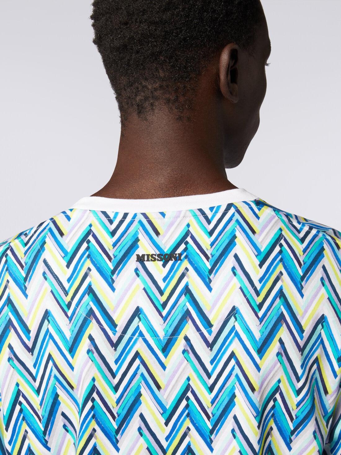 Crew-neck T-shirt in cotton with zigzag print Multicoloured | Missoni Product Image