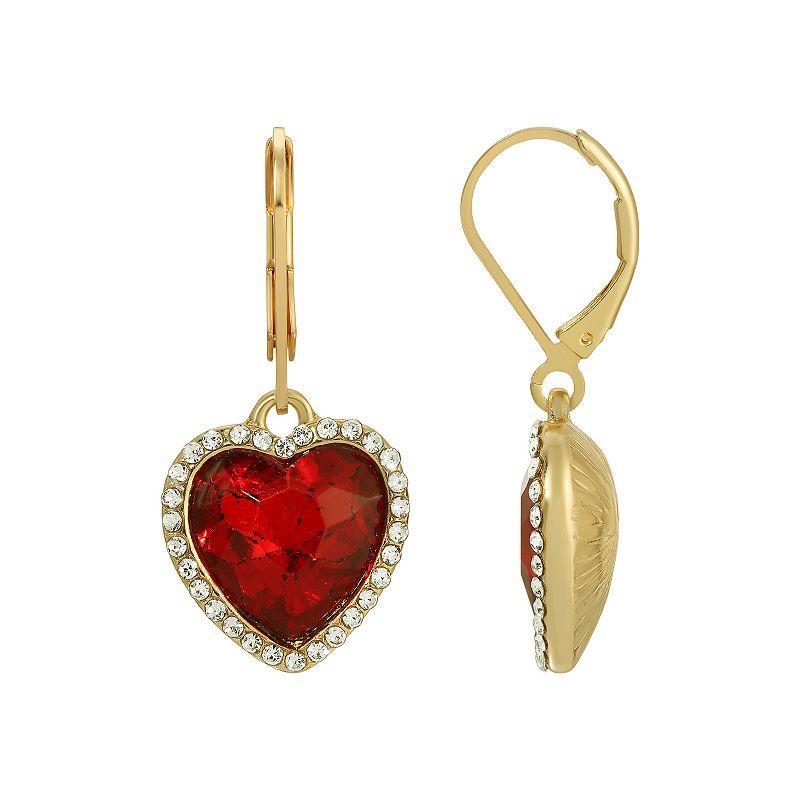 1928 Jewelry Heart Drop Earrings, Red, No Size Product Image