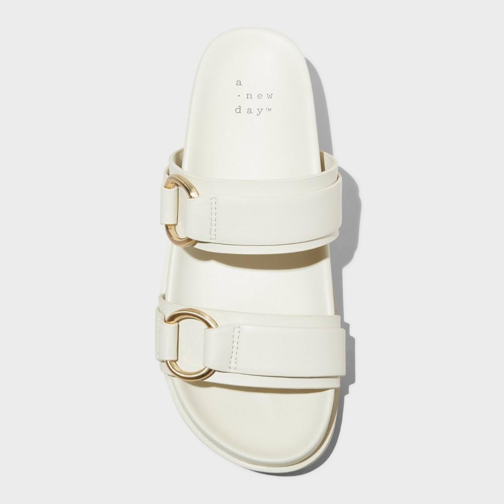 Womens Marcy Two-band Buckle Footbed Sandals - A New Day Cream 7.5 Product Image