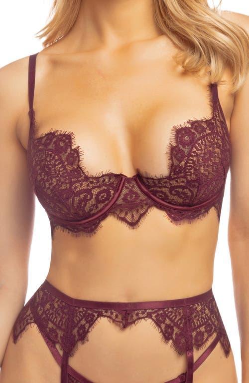 Oh La La Cheri Kinsley Lace Underwire Bra, G-String & Garter Belt Set Product Image