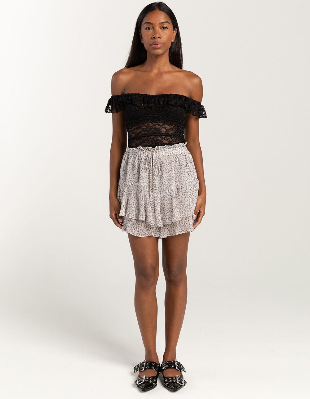 WEST OF MELROSE Lace Ruffle Womens Top Product Image