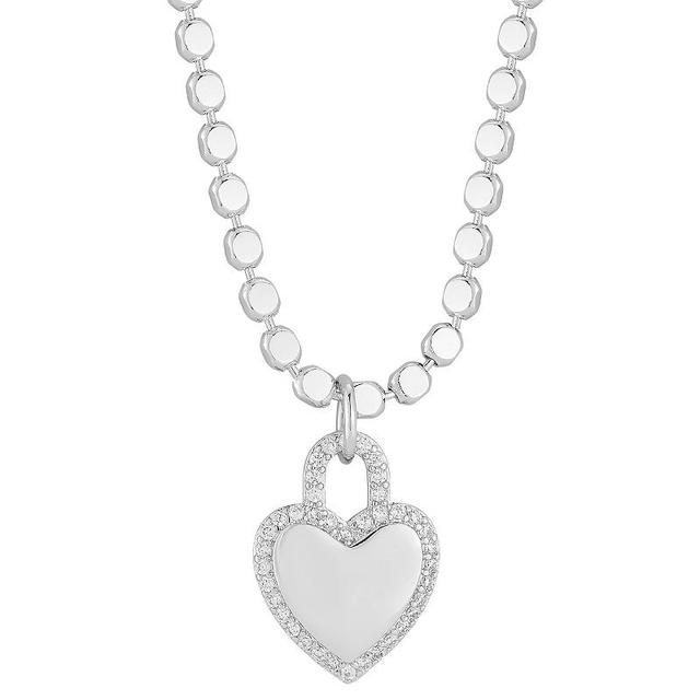 Cubic Zirconia Heart Pendant Necklace, Womens White Product Image