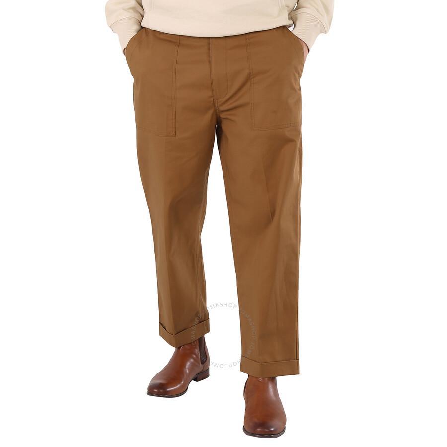 Men's Brown Cotton Poplin Wide-leg Pants Product Image