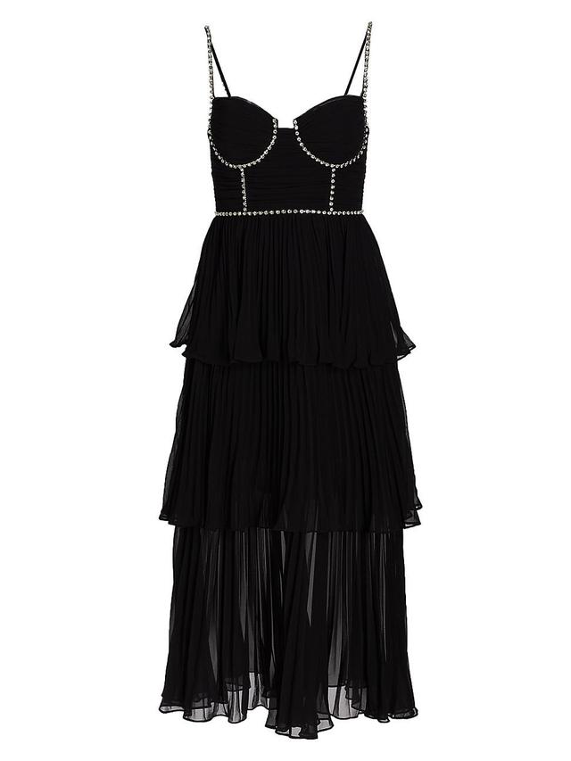 Womens Bustier Tiered Chiffon Midi-Dress Product Image