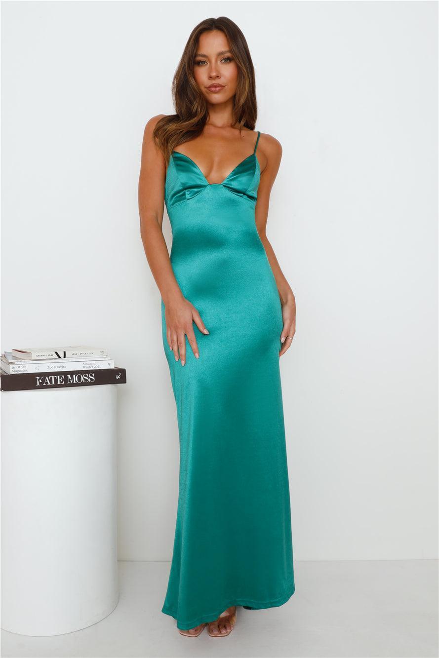 Events Of Class Satin Maxi Dress Green product image