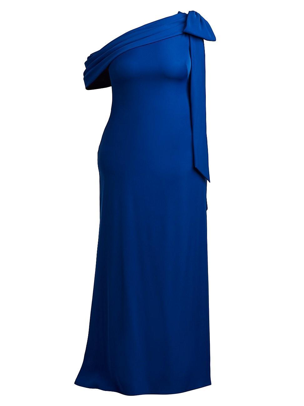 Tadashi Shoji One-Shoulder Bow Crepe Gown Product Image