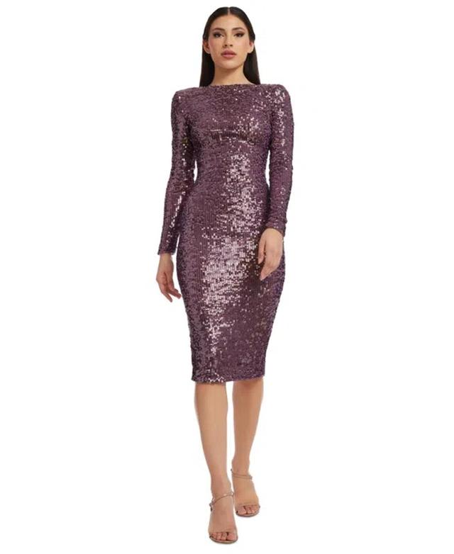 Emery Sequin Dress In Deep Purple Product Image