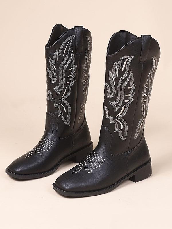 Embroidered Round-Toe Split-Joint Boots Chelsea Boots product image