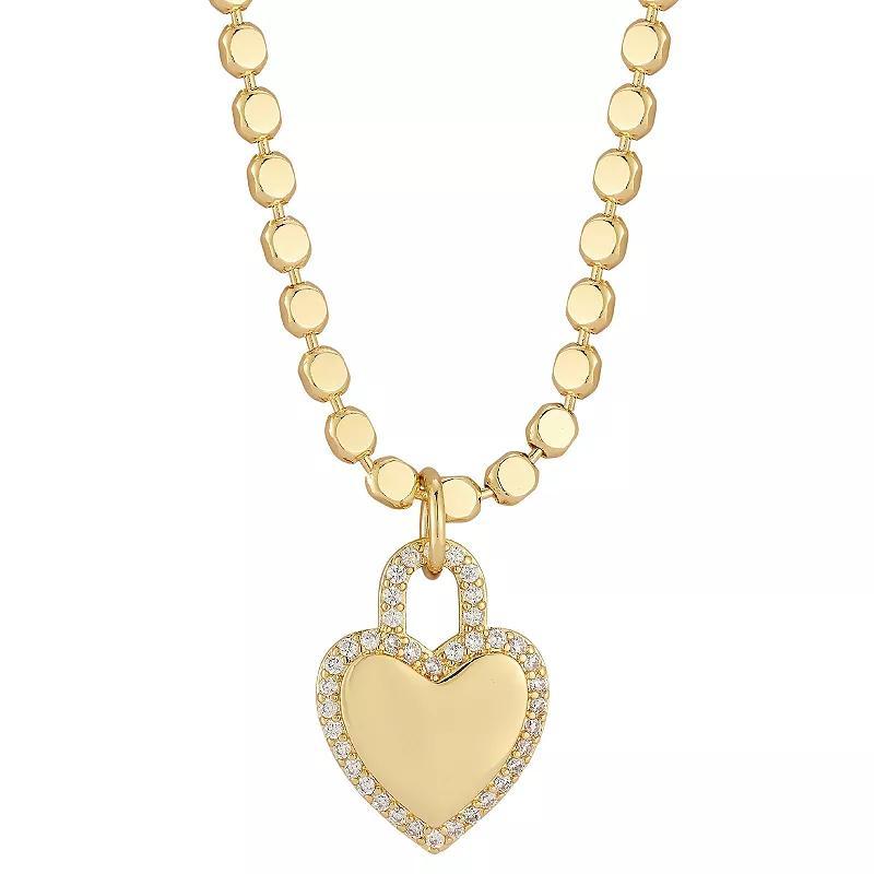 Cubic Zirconia Heart Pendant Necklace, Womens Yellow Product Image