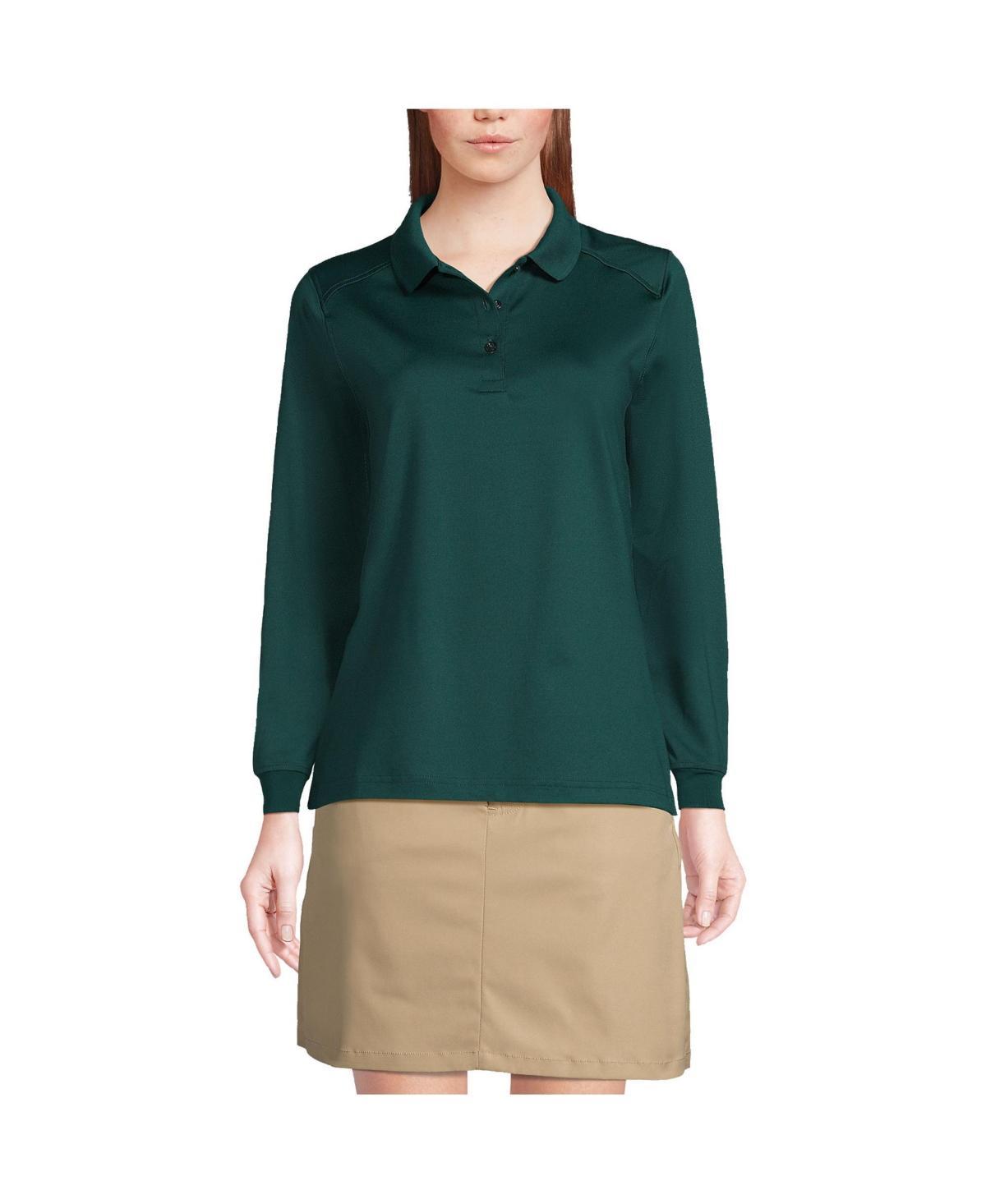 Lands End Womens School Uniform Long Sleeve Rapid Dry Polo Shirt Product Image