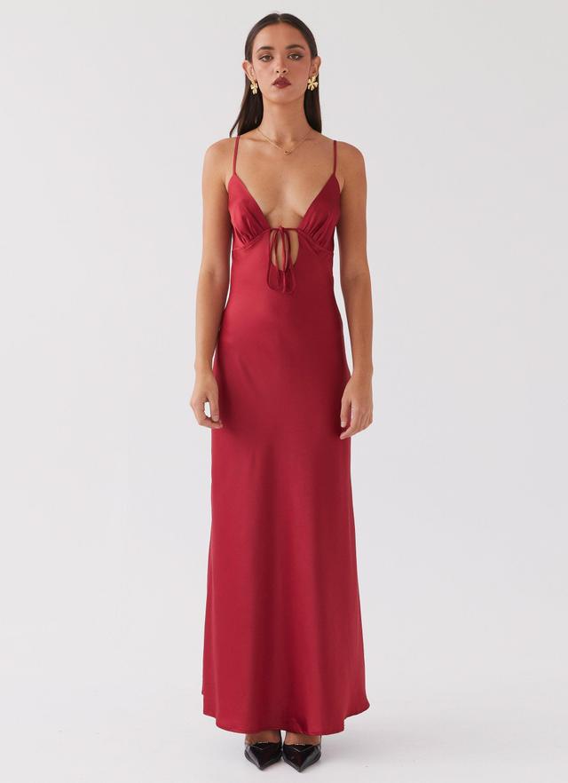 Flora Satin Maxi Dress - Cherry Product Image