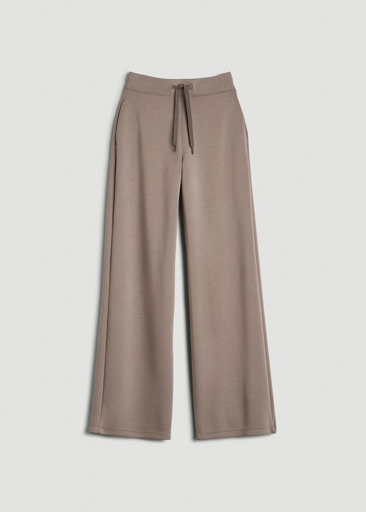 Pull-On Tie Waist Wide Leg Pants for Tall Women in Portobello Product Image